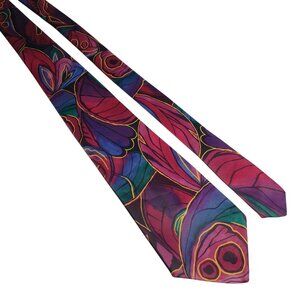 DiMaro Elegante Abstract Floral Silk Necktie Men Designer Silk Dad Watercolor